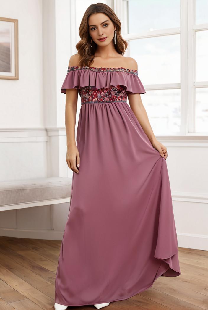 off shoulder spaghetti strap a line maternity dress 121286