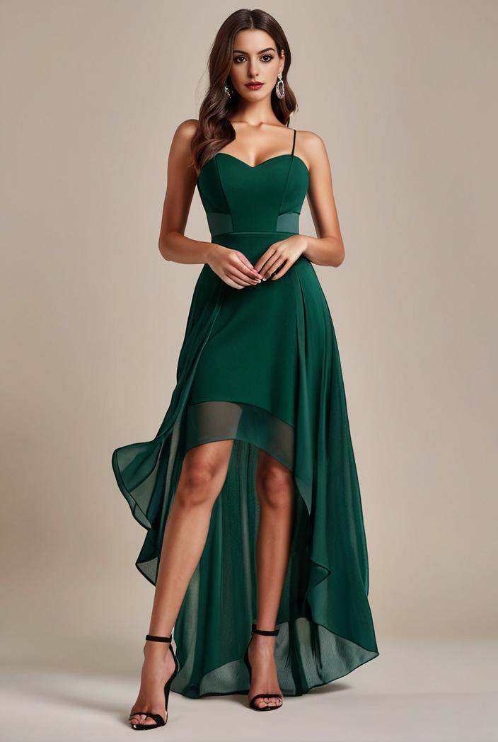 sequin bodice tulle high low evening dress with ribbon waist 101497