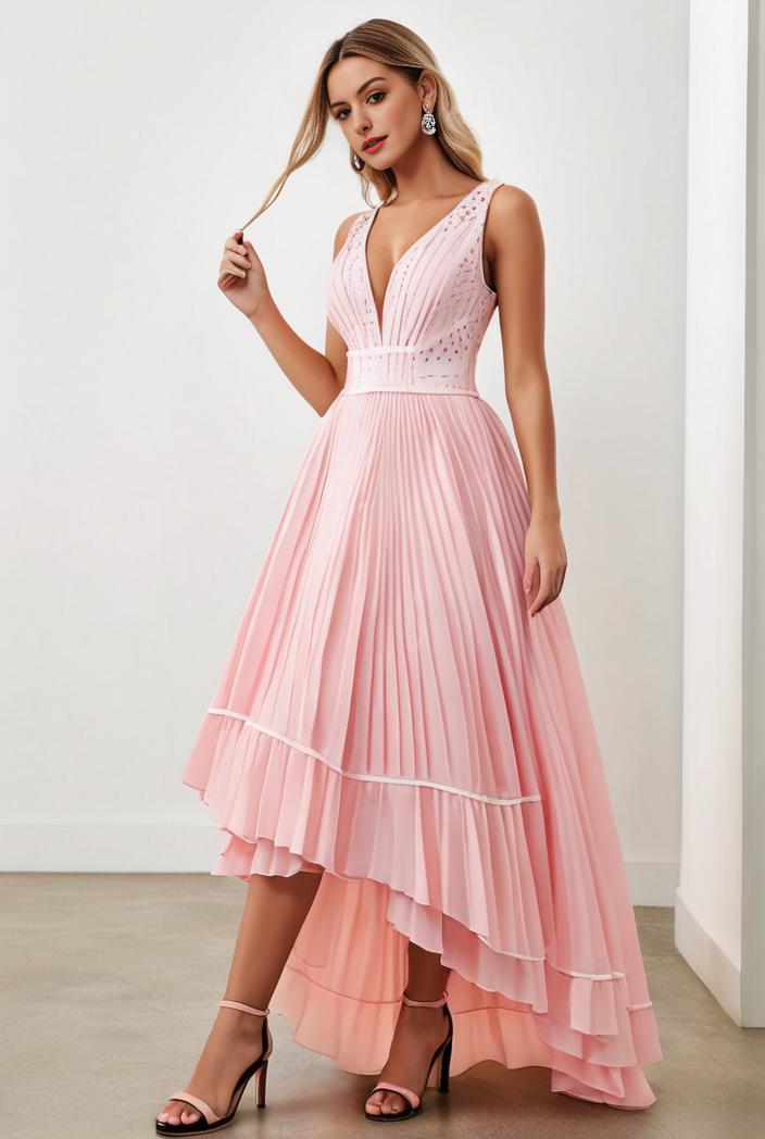 sequin bodice tulle high low evening dress with ribbon waist 101504