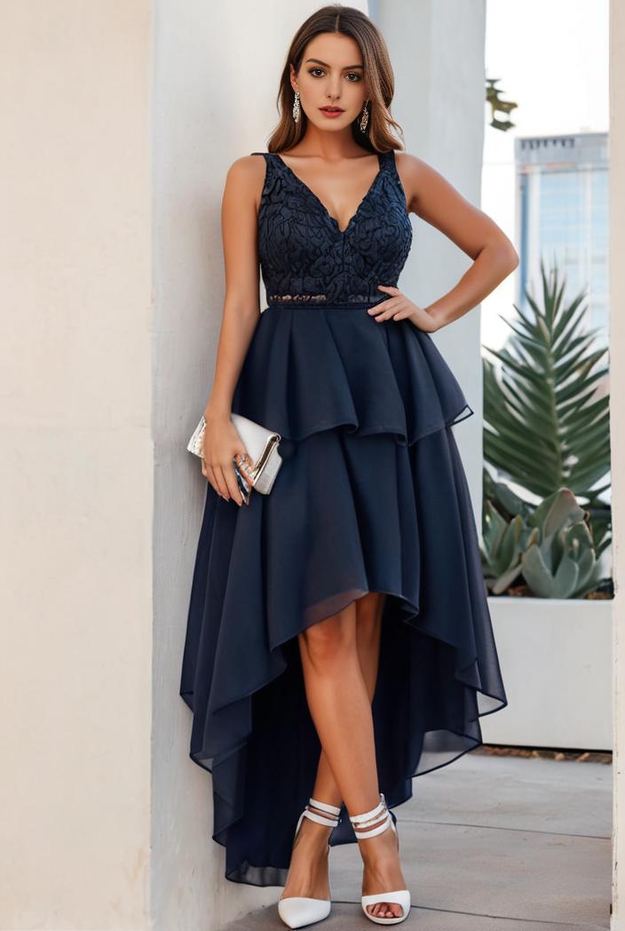plus size sequin high low deep v neck tulle evening dresses 124569