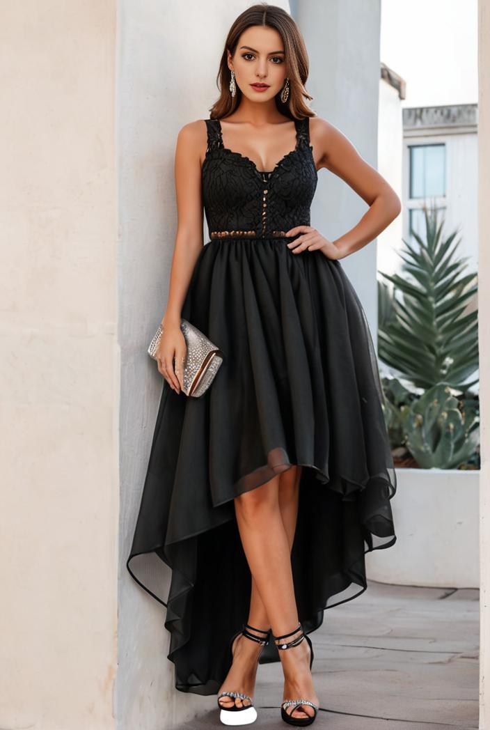 plus size sequin high low deep v neck tulle evening dresses 124585