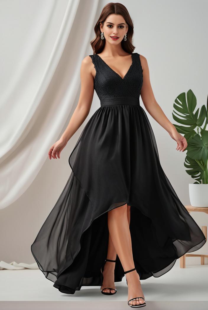 plus size sequin high low deep v neck tulle evening dresses 124591