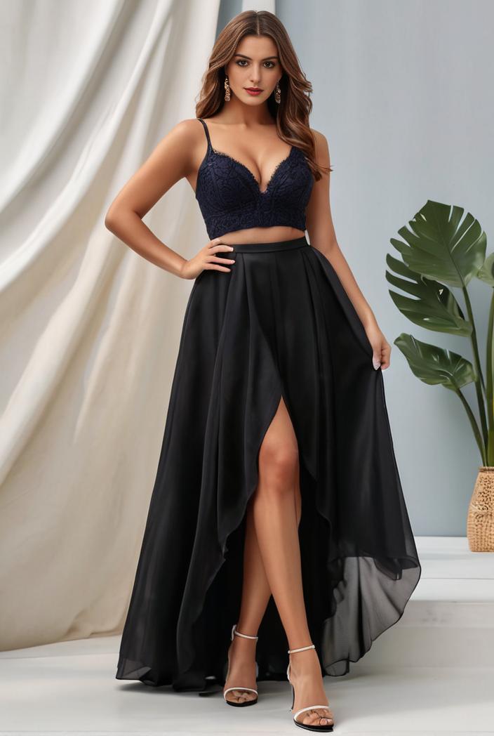 plus size sequin high low deep v neck tulle evening dresses 124596