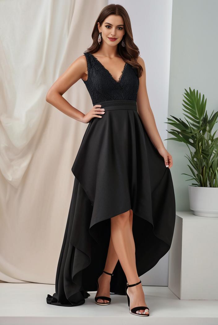 plus size sequin high low deep v neck tulle evening dresses 124598