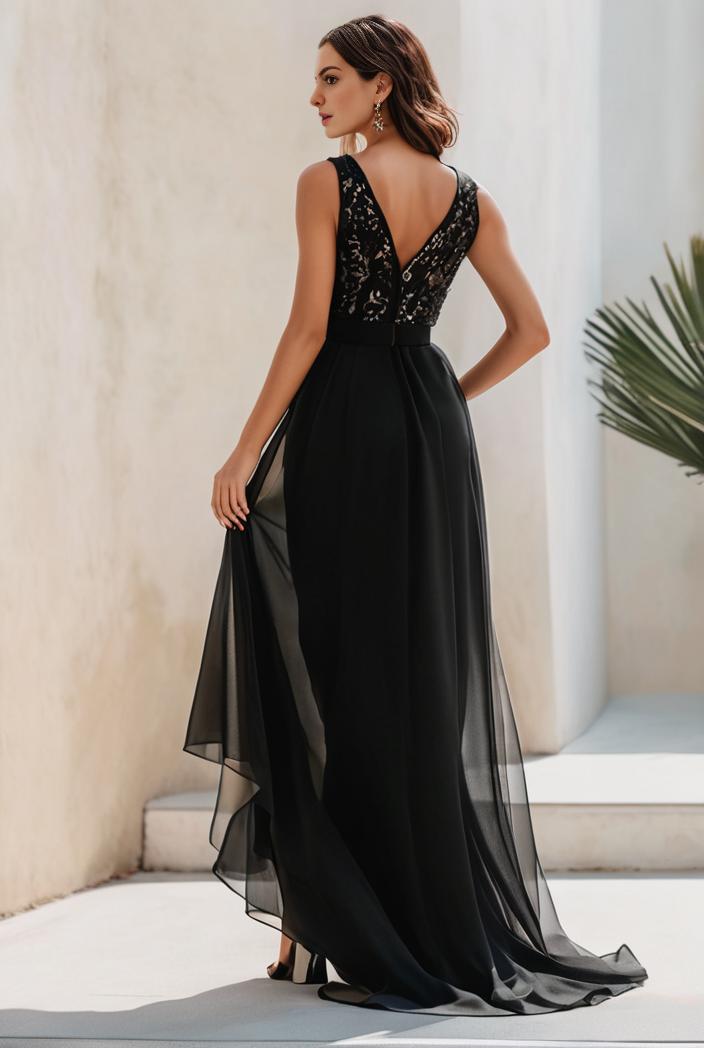 plus size sequin high low deep v neck tulle evening dresses 124602