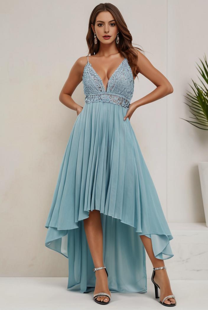 plus size sequin high low deep v neck tulle evening dresses 124612