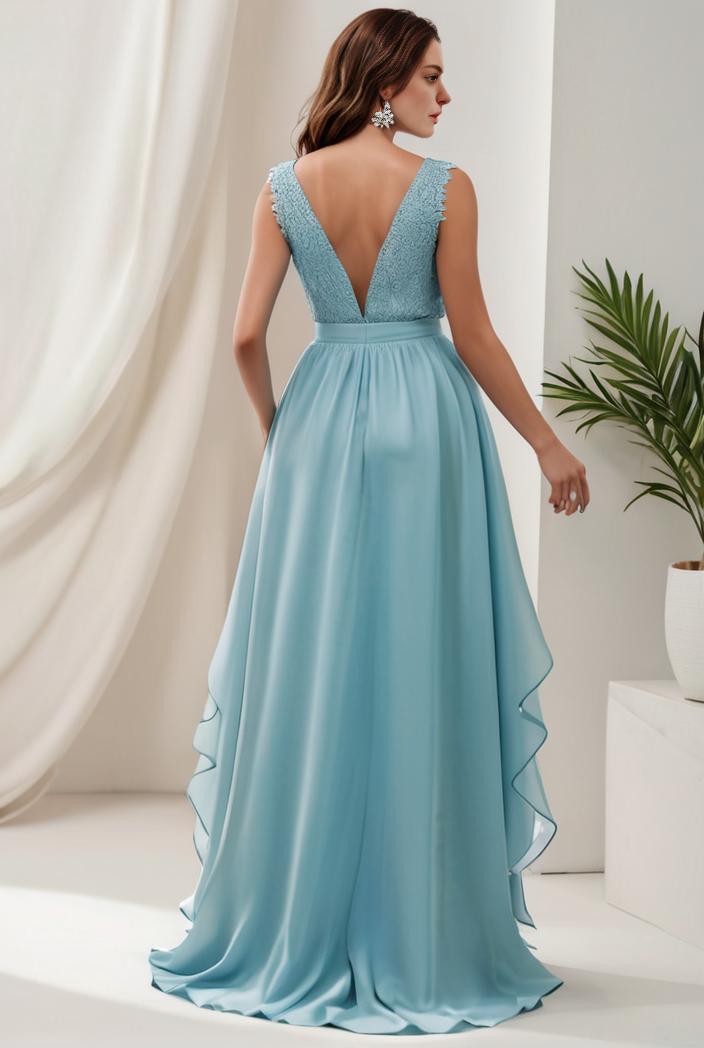 plus size sequin high low deep v neck tulle evening dresses 124622