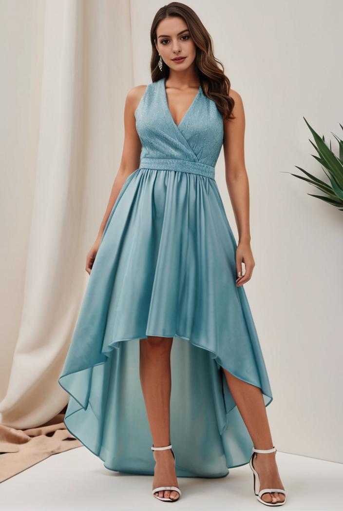plus size sequin high low deep v neck tulle evening dresses 124628