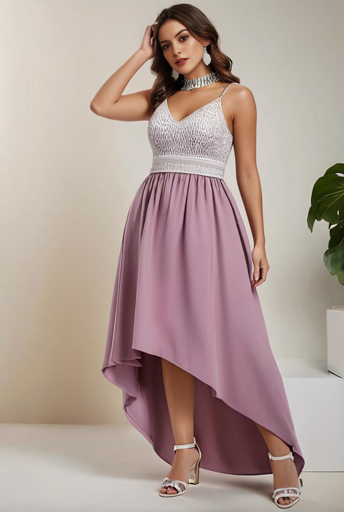 plus size sequin high low deep v neck tulle evening dresses 124658