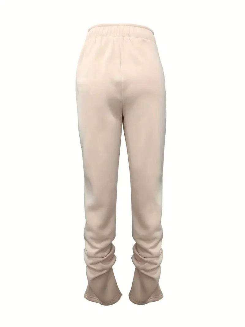 Long Drawstring Pants with Dual Pockets for Women's Fall & Winter Wear