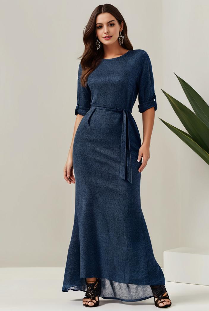 3 4 sleeve bodycon plunging back sequin evening dress 133146