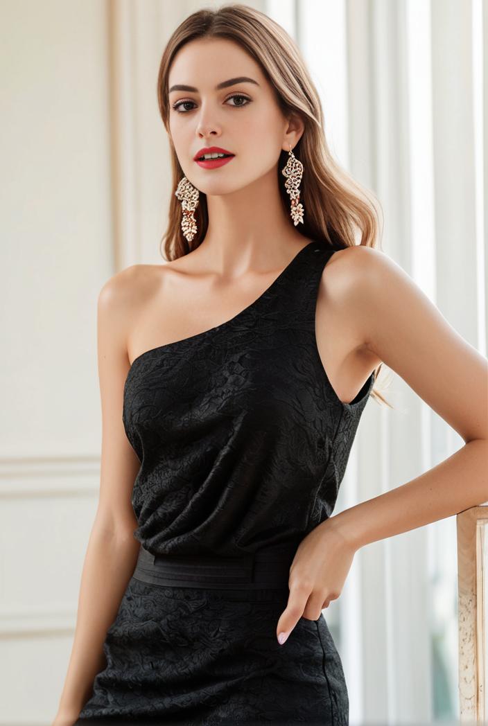 asymmetrical one shoulder feather bodycon sequin evening dress 133227