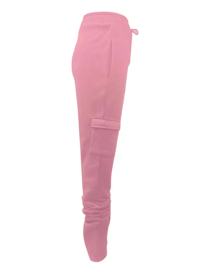 Ruched Solid Pants, Long-Length Casual Drawstring Bottoms, Women's Apparel