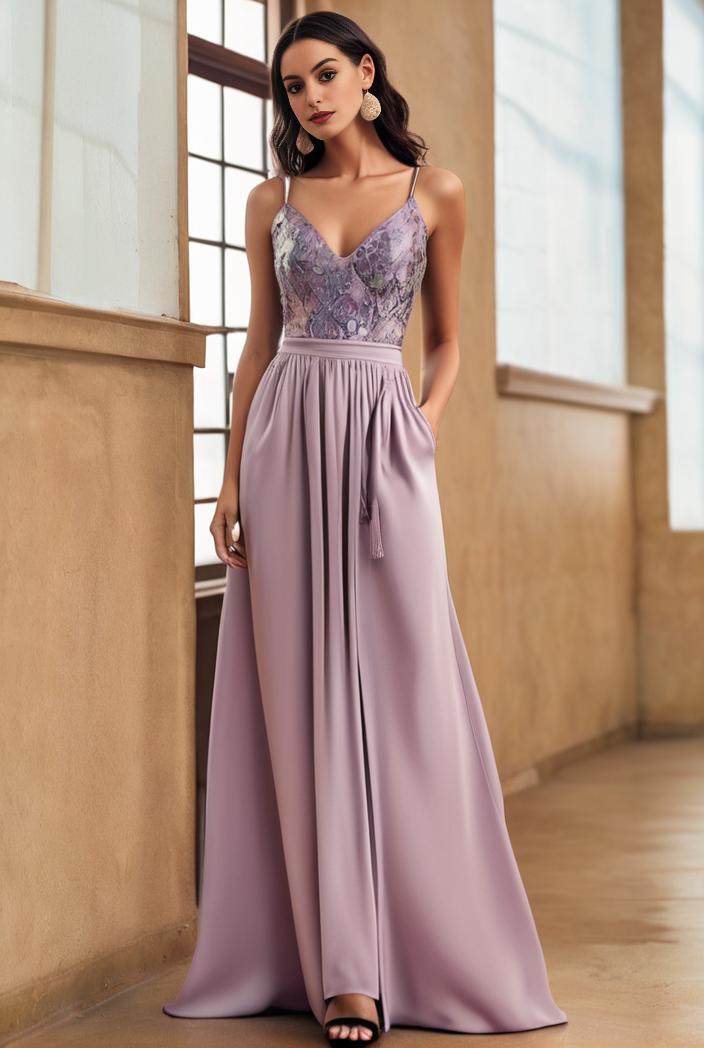 spaghetti strap 2 in 1 sheer evening dress 148773