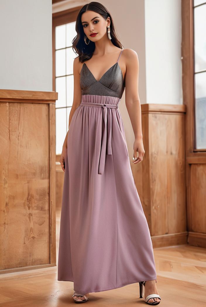 spaghetti strap 2 in 1 sheer evening dress 148774