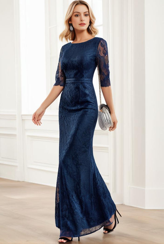 3 4 sleeve bodycon plunging back sequin evening dress 101892