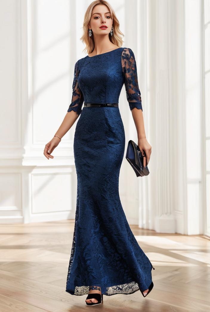 3 4 sleeve bodycon plunging back sequin evening dress 101899