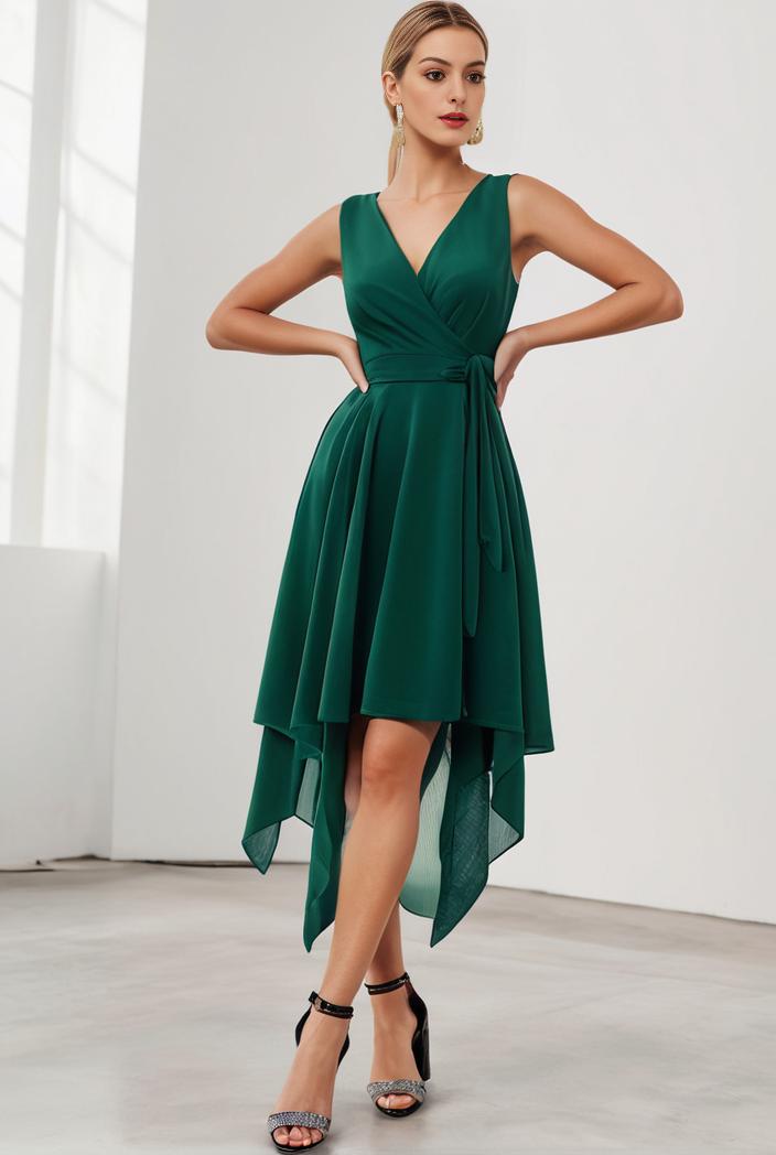 deep v neck lace chiffon bridesmaid dress with asymmetrical hem 103139