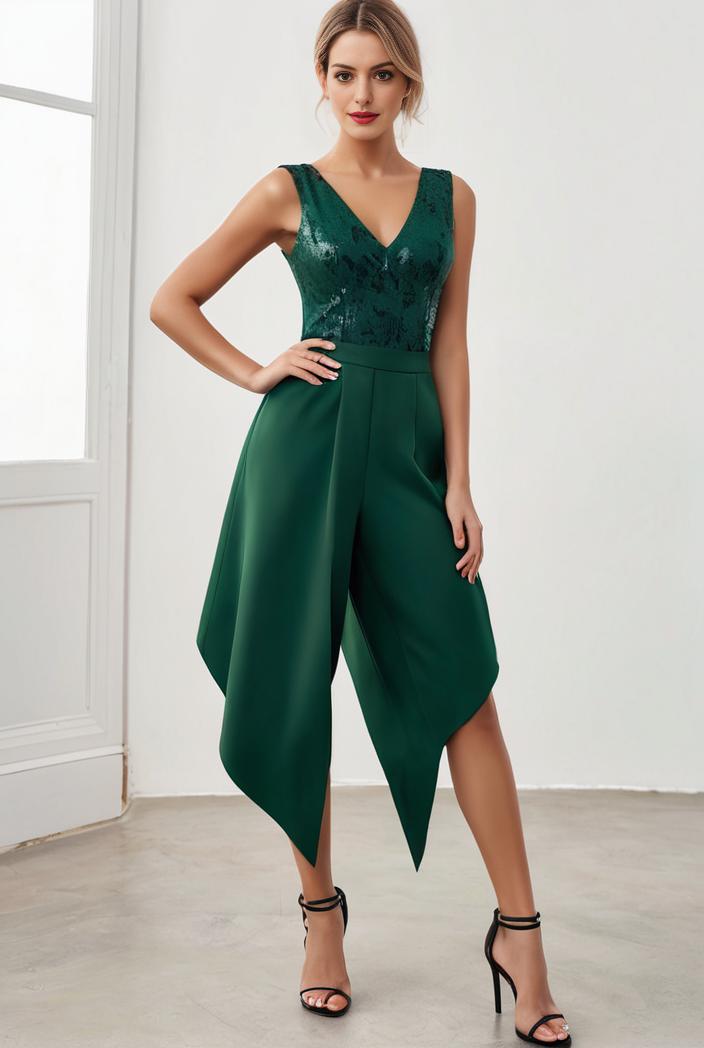 deep v neck lace chiffon bridesmaid dress with asymmetrical hem 103177