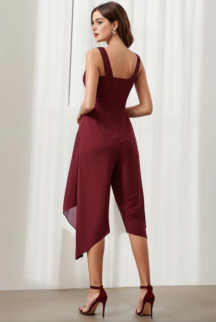 deep v neck lace chiffon bridesmaid dress with asymmetrical hem 103197