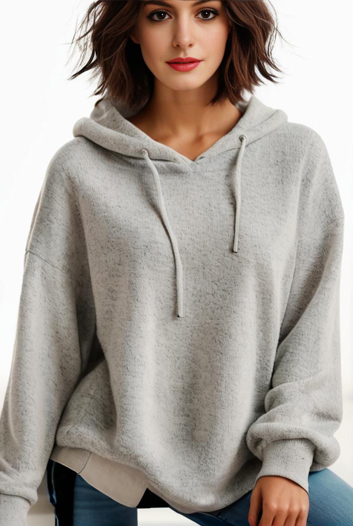 plus size casual hoodie women s plus solid ribbed long sleeve slight stretch hoodie drawstring sweatshirt 110038