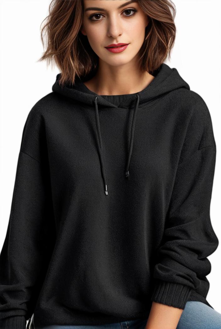 plus size casual hoodie women s plus solid ribbed long sleeve slight stretch hoodie drawstring sweatshirt 110044