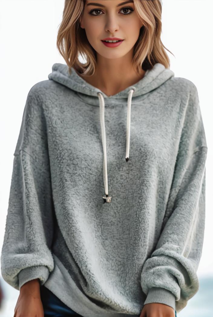 plus size casual hoodie women s plus solid ribbed long sleeve slight stretch hoodie drawstring sweatshirt 110066