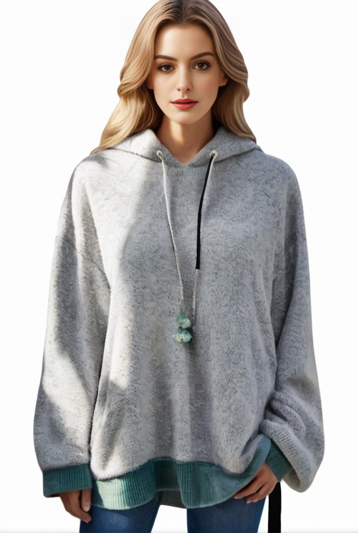 plus size casual hoodie women s plus solid ribbed long sleeve slight stretch hoodie drawstring sweatshirt 110068