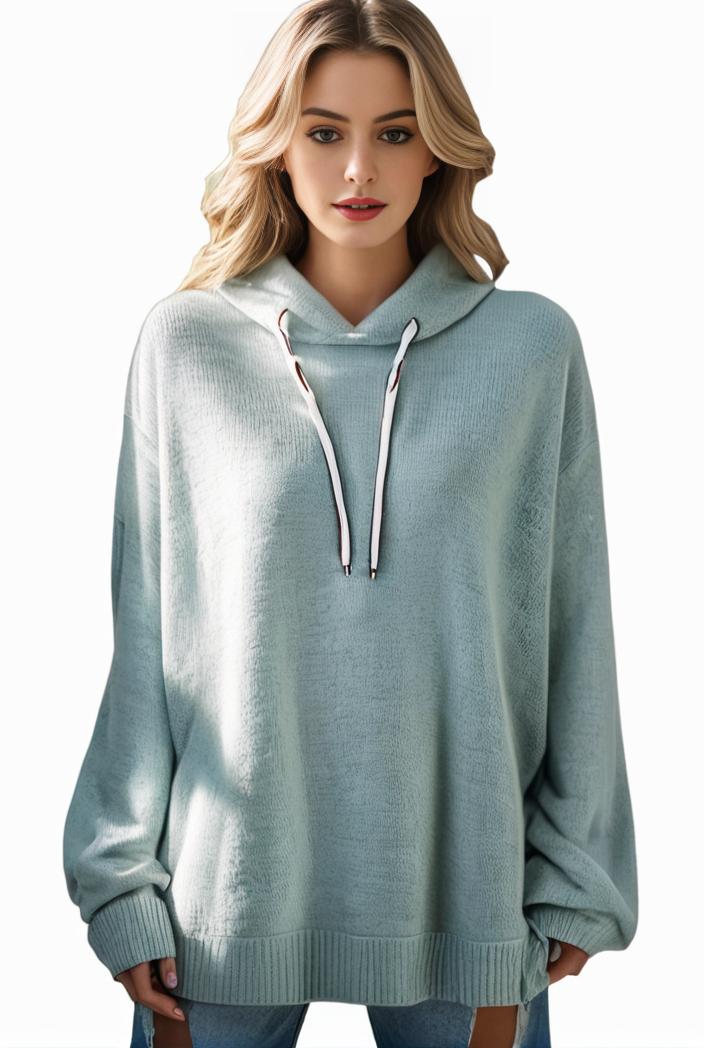 plus size casual hoodie women s plus solid ribbed long sleeve slight stretch hoodie drawstring sweatshirt 110071