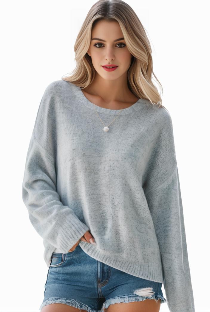 plus size casual sweater women s plus solid long sleeve round neck slight stretch loose sweater 110079
