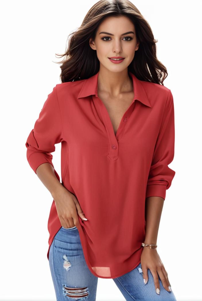 plus size formal shirt women s plus plain long sleeve turn down collar button up workwear shirt 110661