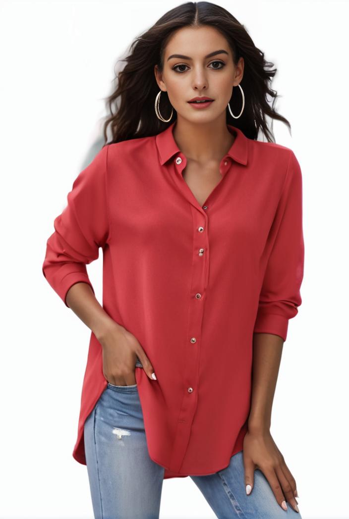 plus size formal shirt women s plus plain long sleeve turn down collar button up workwear shirt 110660