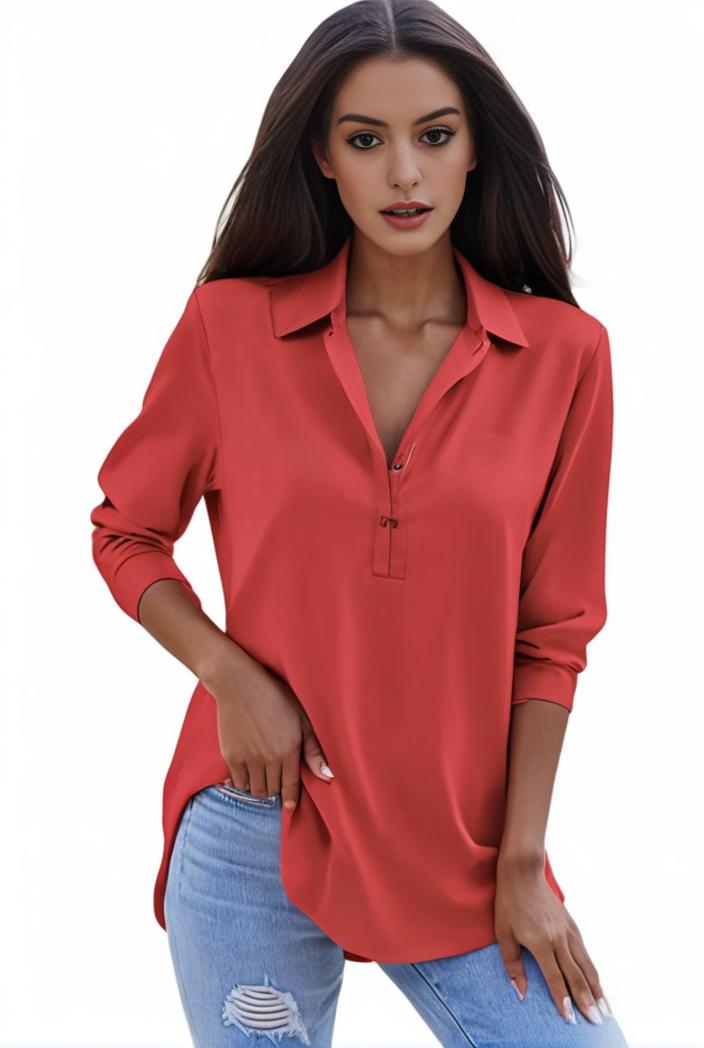 plus size formal shirt women s plus plain long sleeve turn down collar button up workwear shirt 110664