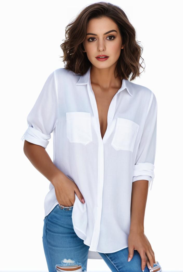 plus size formal shirt women s plus plain long sleeve turn down collar button up workwear shirt 110668