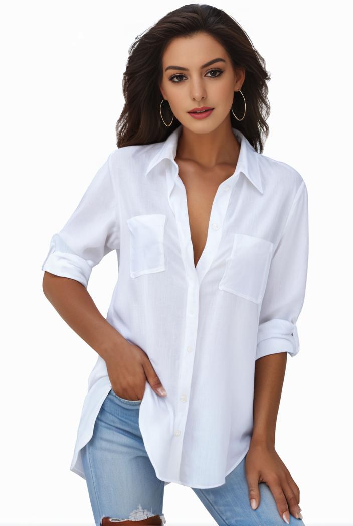 plus size formal shirt women s plus plain long sleeve turn down collar button up workwear shirt 110670