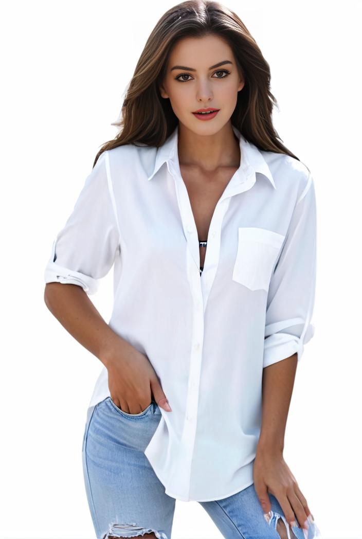plus size formal shirt women s plus plain long sleeve turn down collar button up workwear shirt 110672
