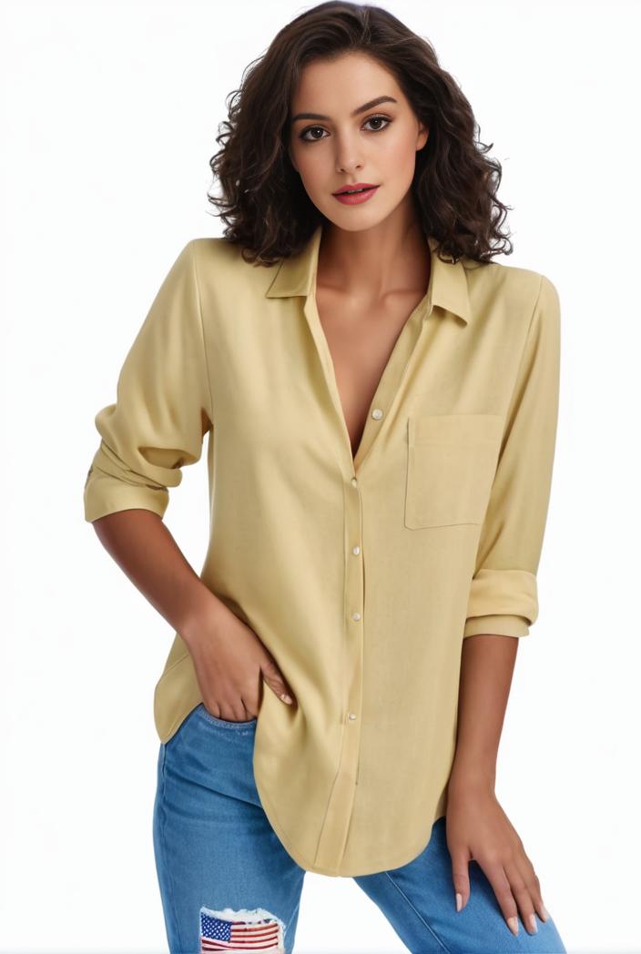 plus size formal shirt women s plus plain long sleeve turn down collar button up workwear shirt 110675