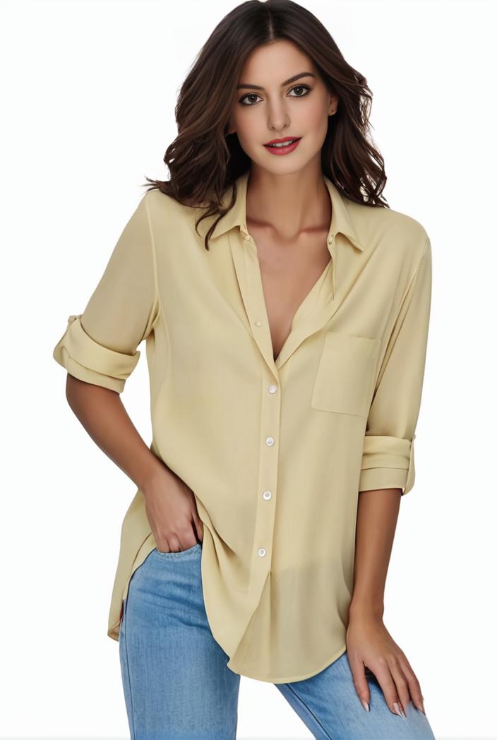 plus size formal shirt women s plus plain long sleeve turn down collar button up workwear shirt 110679