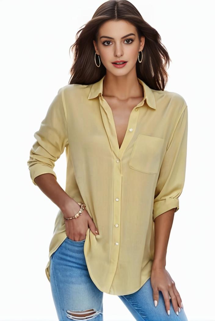 plus size formal shirt women s plus plain long sleeve turn down collar button up workwear shirt 110681