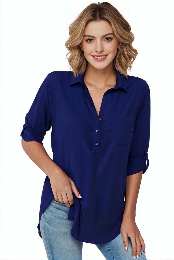 plus size formal shirt women s plus plain long sleeve turn down collar button up workwear shirt 110684