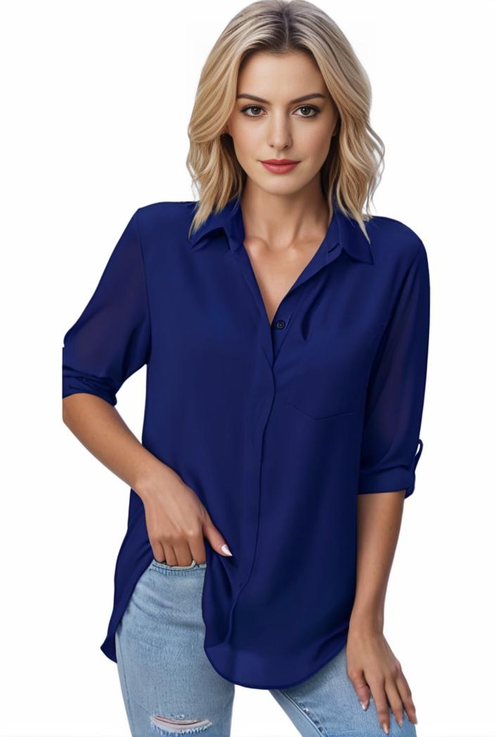 plus size formal shirt women s plus plain long sleeve turn down collar button up workwear shirt 110689