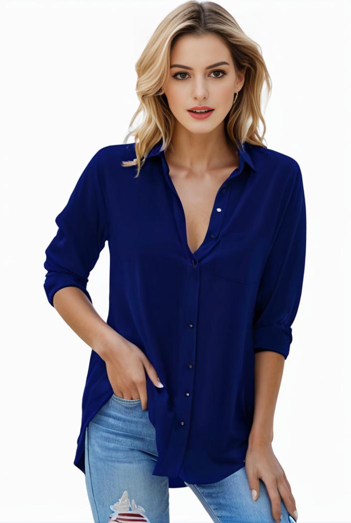 plus size formal shirt women s plus plain long sleeve turn down collar button up workwear shirt 110688