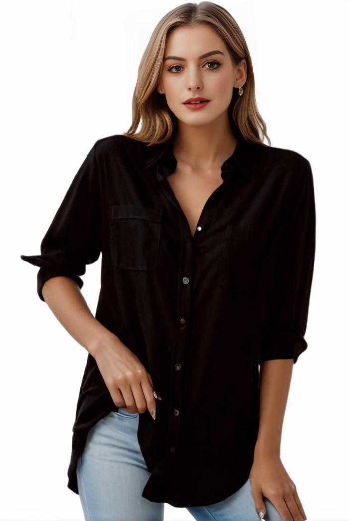 plus size formal shirt women s plus plain long sleeve turn down collar button up workwear shirt 110693