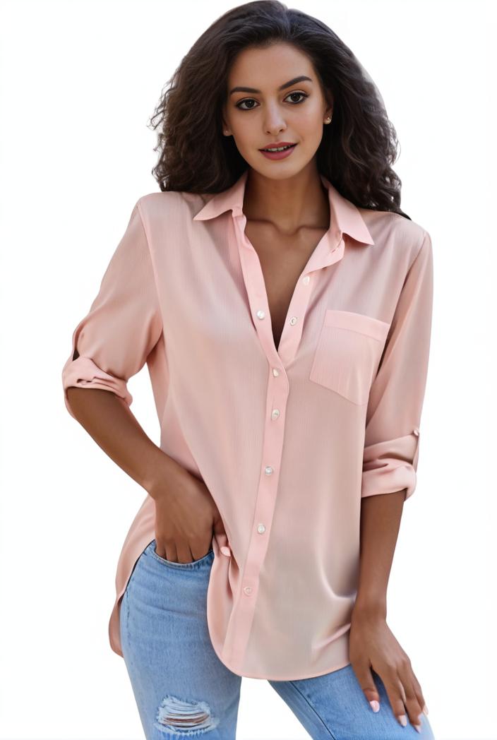plus size formal shirt women s plus plain long sleeve turn down collar button up workwear shirt 110704