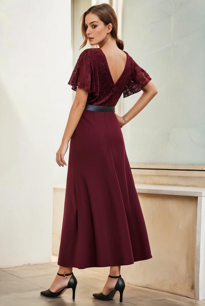 short sleeve v neck sequin chiffon a line mother of the bride dress 134591