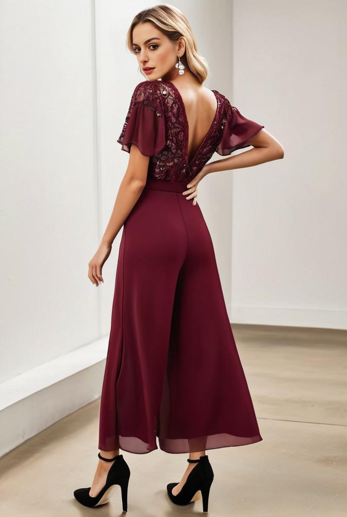 short sleeve v neck sequin chiffon a line mother of the bride dress 134593