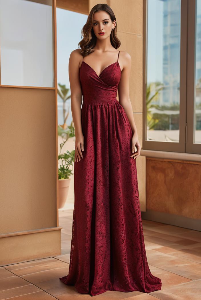 spaghetti strap 2 in 1 sheer evening dress 136215