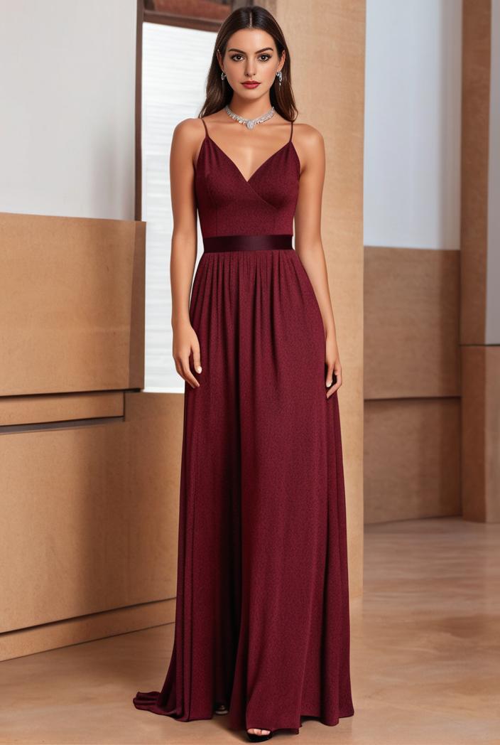 spaghetti strap 2 in 1 sheer evening dress 136219