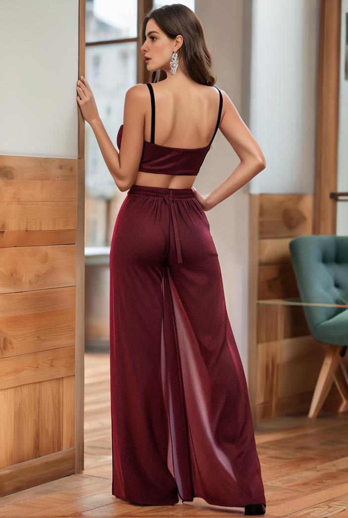 spaghetti strap 2 in 1 sheer evening dress 136228