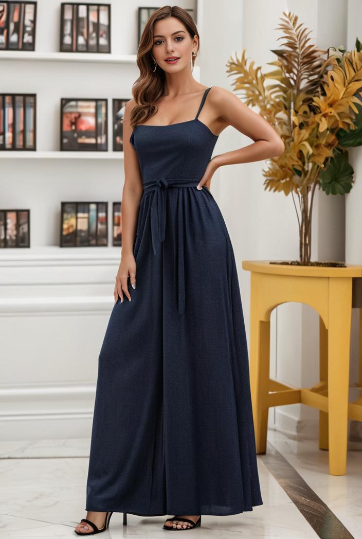 spaghetti strap 2 in 1 sheer evening dress 136237